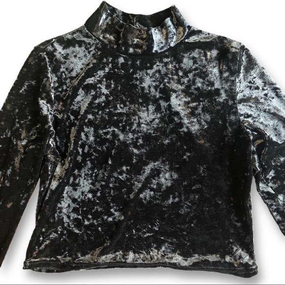 ASOS | Long Sleeve Mock Neck Velvet Shirt - Picture 2 of 5